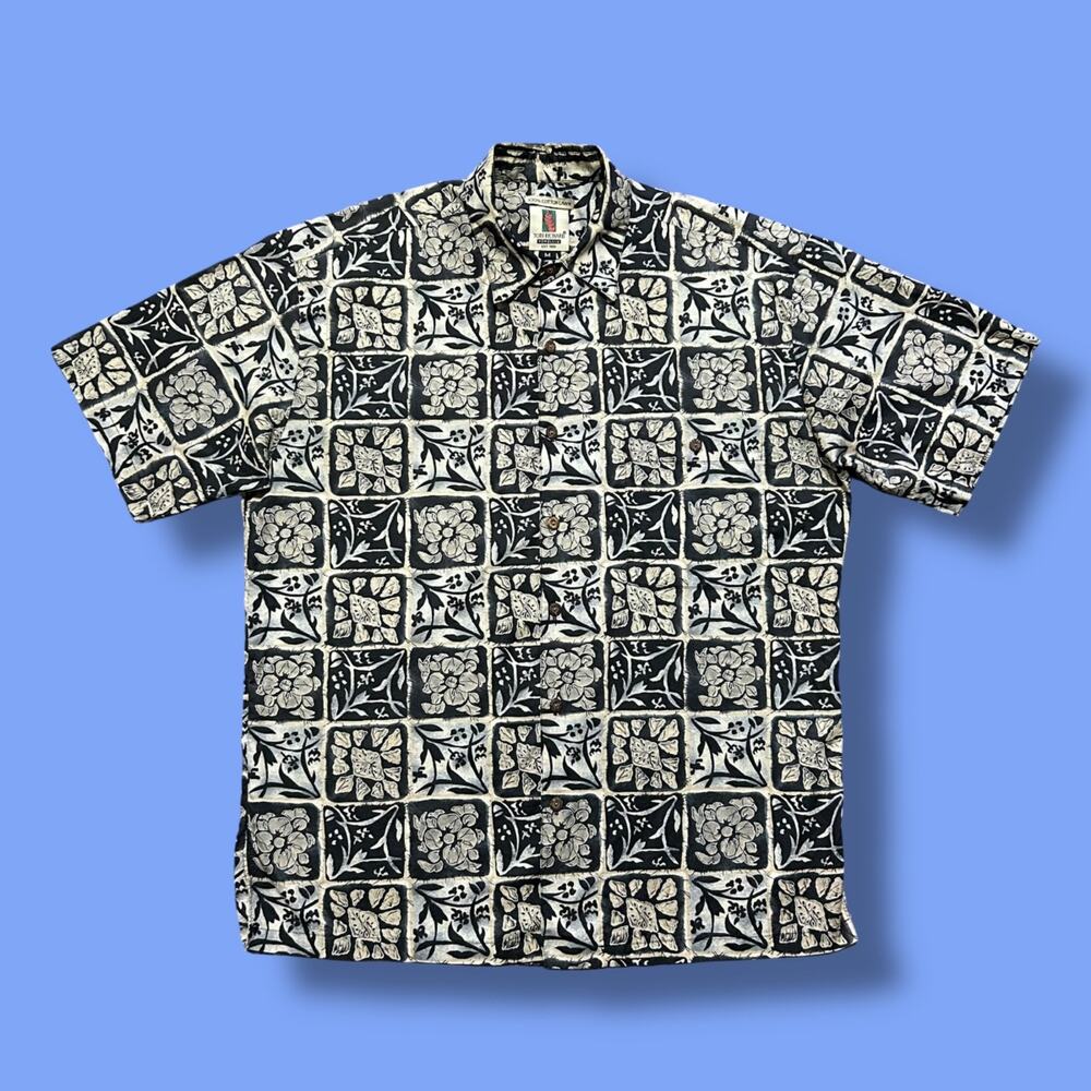 Vintage Tori Richard Hawaiian Shirt Cotton Lawn 90s Button Up Leaf Print Medium